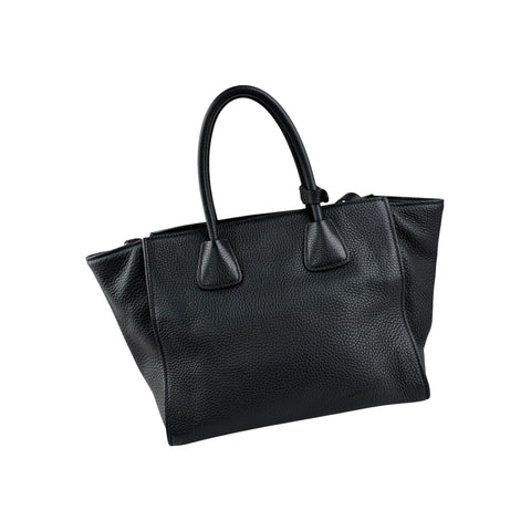 Prada Black Vitello Daino Leather Double Handle Tote Bag