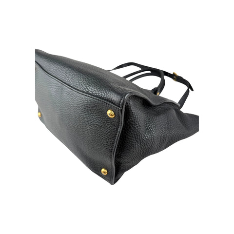 Prada Black Vitello Daino Leather Double Handle Tote Bag