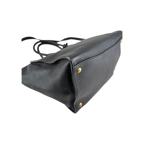 Prada Black Vitello Daino Leather Double Handle Tote Bag