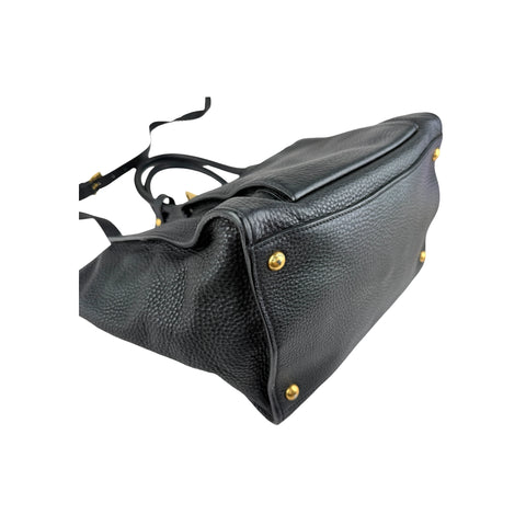 Prada Black Vitello Daino Leather Double Handle Tote Bag