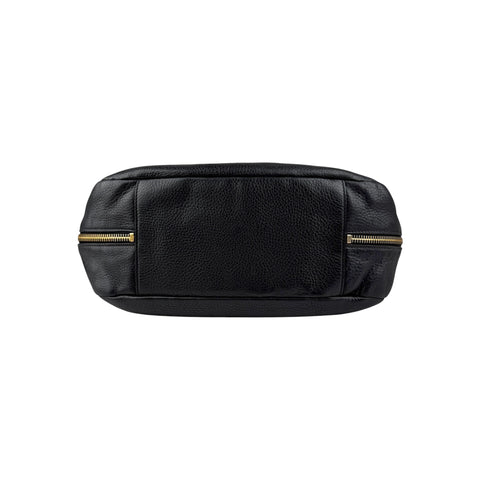 Prada Black Vitello Daino Pebbled Leather Hobo Bag