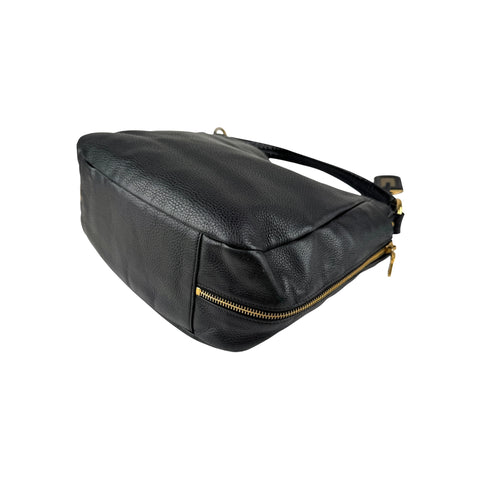Prada Black Vitello Daino Pebbled Leather Hobo Bag