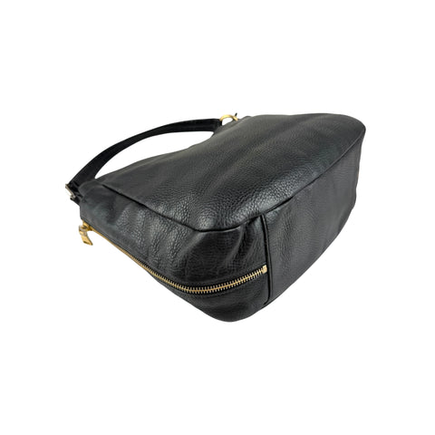 Prada Black Vitello Daino Pebbled Leather Hobo Bag