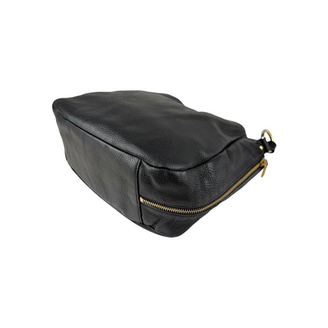 Prada Black Vitello Daino Pebbled Leather Hobo Bag