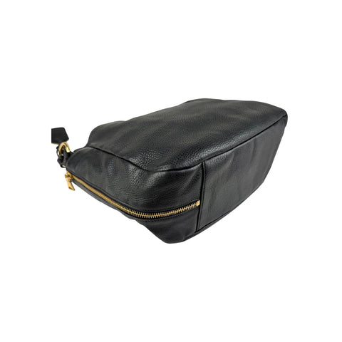 Prada Black Vitello Daino Pebbled Leather Hobo Bag