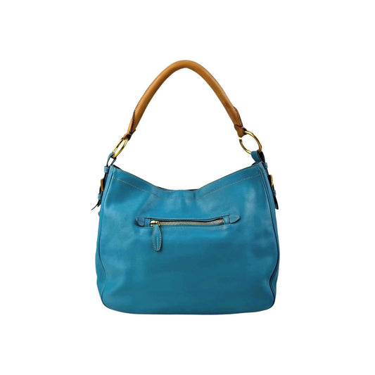 Prada Blue Cervo Leather Zip Around Hobo