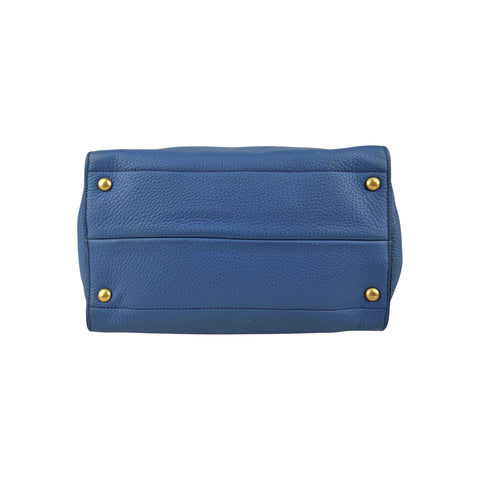 Prada Blue Vitello Daino Convertible Tote