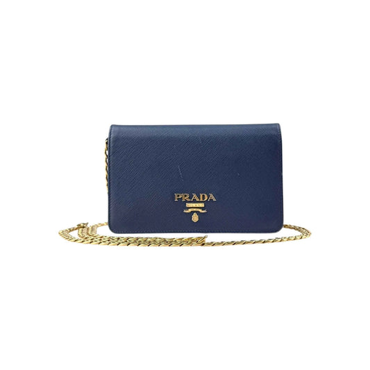 Prada Bluette Saffiano Lux Leather Bandoliera Crossbody Bag
