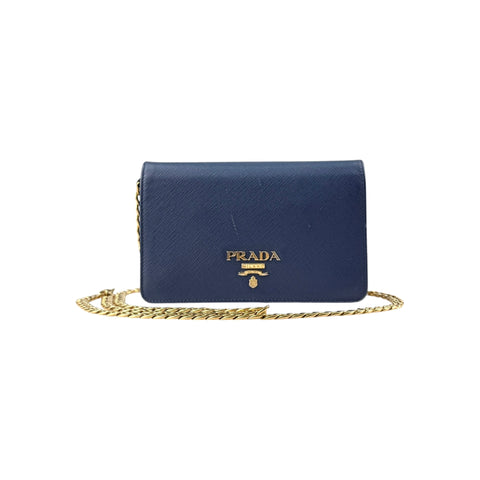 Prada Bluette Saffiano Lux Leather Bandoliera Crossbody Bag