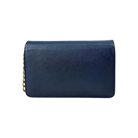 Prada Bluette Saffiano Lux Leather Bandoliera Crossbody Bag