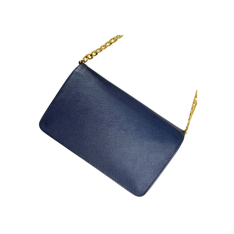 Prada Bluette Saffiano Lux Leather Bandoliera Crossbody Bag