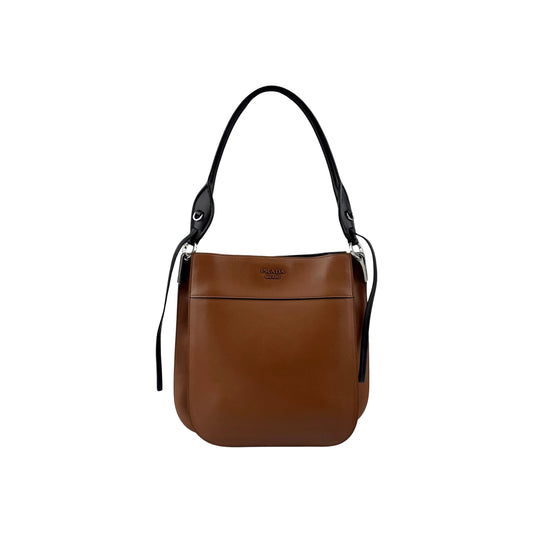 Prada Brown City Calf Leather Margit Shoulder Bag