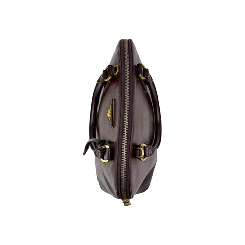 Prada Burgundy Saffiano Patent Leather Medium Promenade Satchel