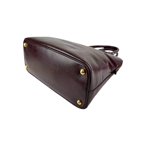 Prada Burgundy Saffiano Patent Leather Medium Promenade Satchel