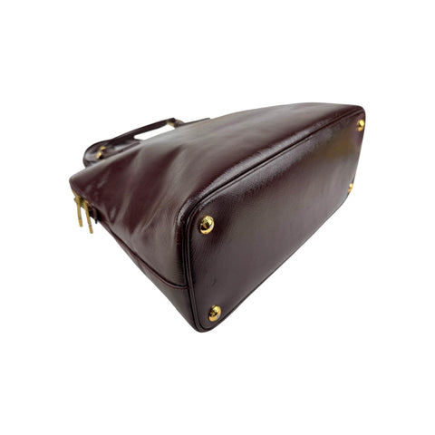Prada Burgundy Saffiano Patent Leather Medium Promenade Satchel