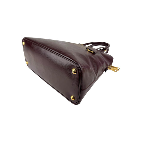 Prada Burgundy Saffiano Patent Leather Medium Promenade Satchel