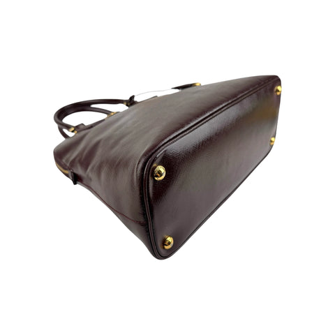 Prada Burgundy Saffiano Patent Leather Medium Promenade Satchel