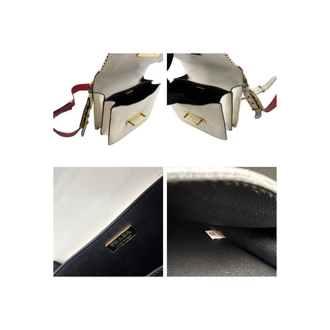 Prada Cahier Crossbody Bag Embellished Denim Leather