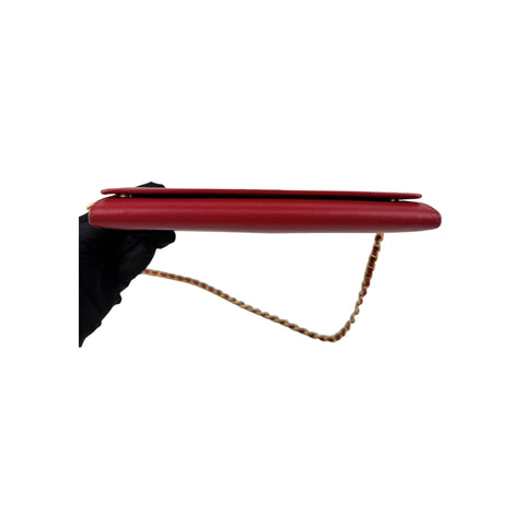 Prada Fuoco Saffiano Metal Leather Wallet on Chain Clutch Bag