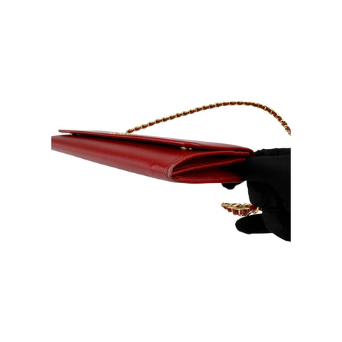 Prada Fuoco Saffiano Metal Leather Wallet on Chain Clutch Bag