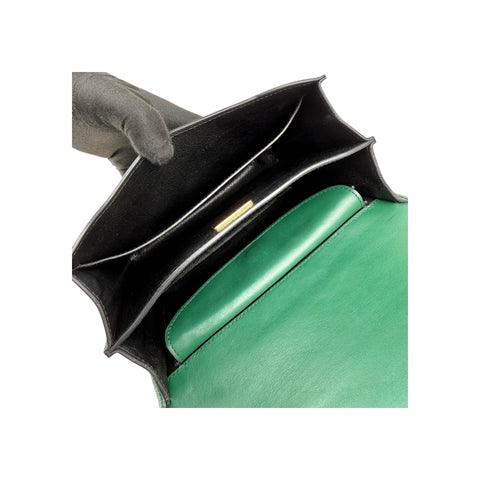 Prada Green/Black Leather City Calf and Saffiano Leather Cahier Bag