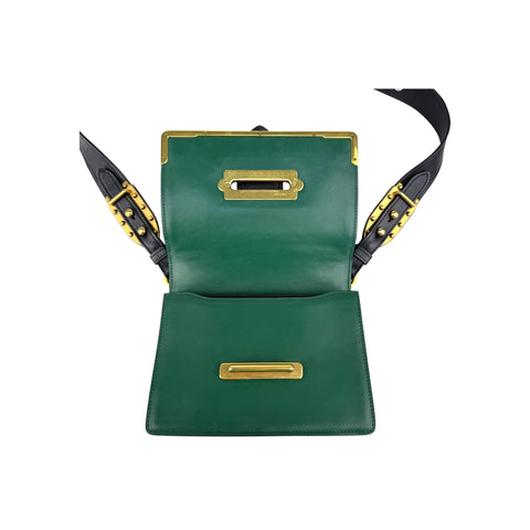 Prada Green/Black Leather City Calf and Saffiano Leather Cahier Bag