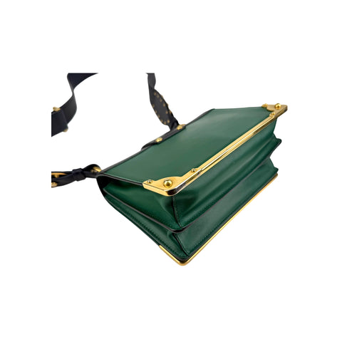 Prada Green/Black Leather City Calf and Saffiano Leather Cahier Bag