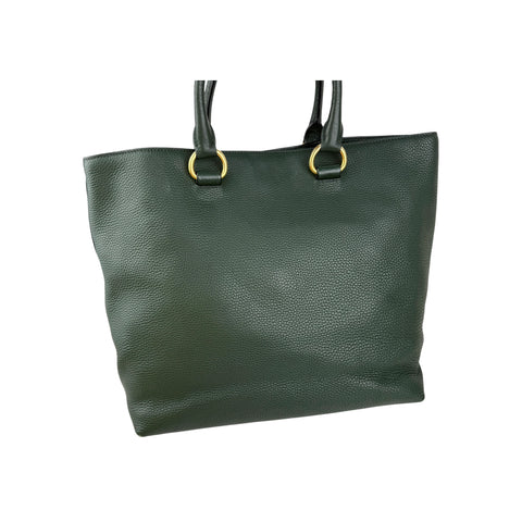 Prada Green Vitello Daino Leather Large Shopping Tote Bag
