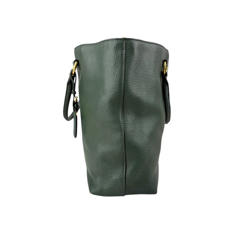Prada Green Vitello Daino Leather Large Shopping Tote Bag