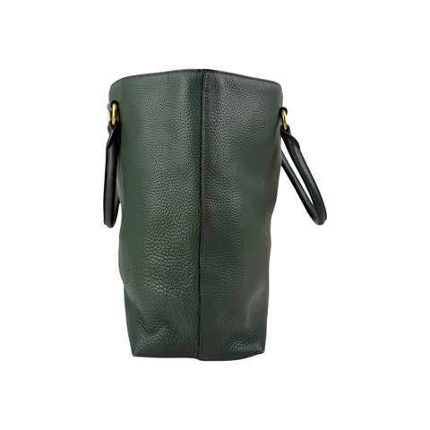 Prada Green Vitello Daino Leather Large Shopping Tote Bag