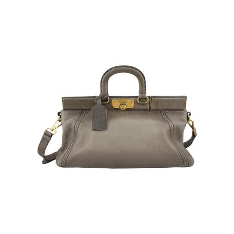 Prada Grey Cervo Leather Frame handbag
