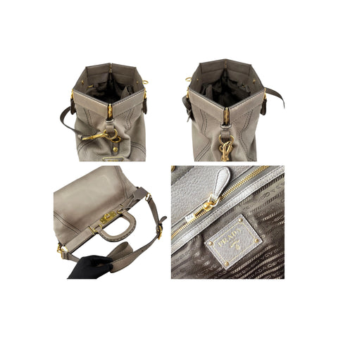 Prada Grey Cervo Leather Frame handbag
