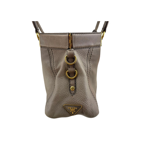 Prada Grey Cervo Leather Frame handbag