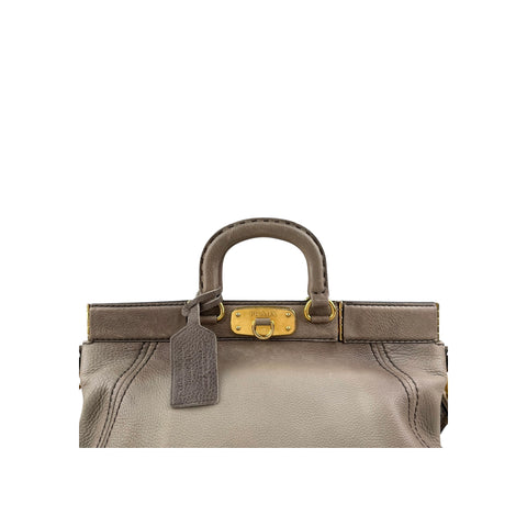 Prada Grey Cervo Leather Frame handbag