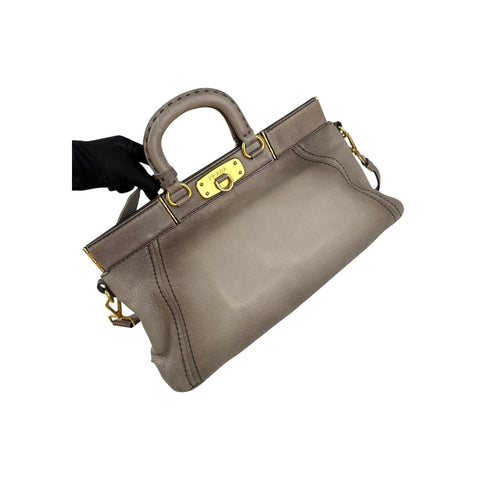 Prada Grey Cervo Leather Frame handbag