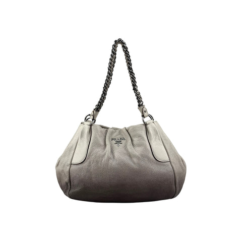 Prada Grey Degrade Cervo Lux Chain Shoulder Bag
