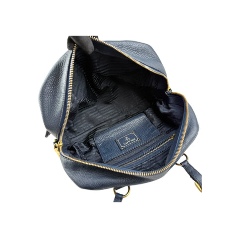 Prada Navy Pebbled Leather Bauletto handbag