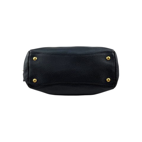 Prada Navy Pebbled Leather Bauletto handbag