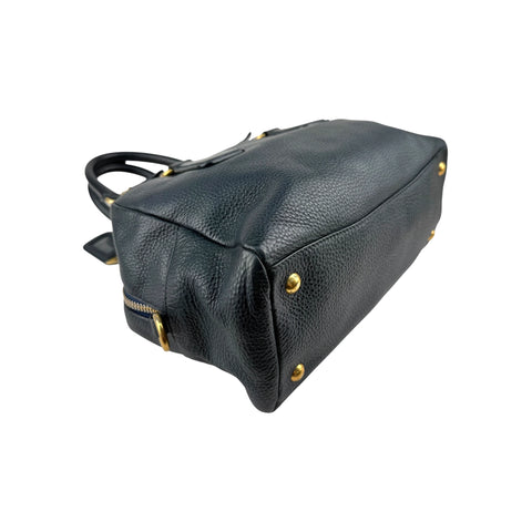 Prada Navy Pebbled Leather Bauletto handbag