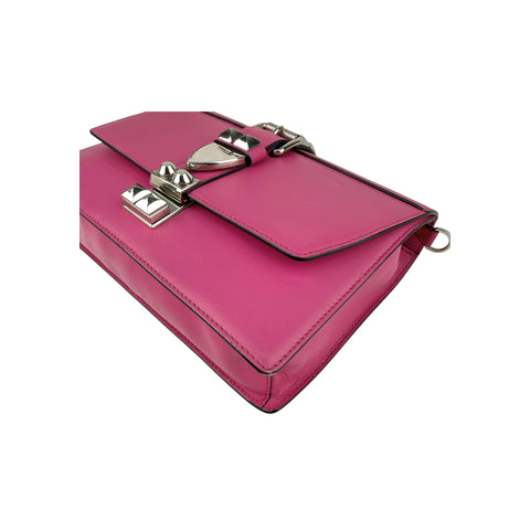 Prada Pink City Calf and Saffiano Leather Studded Elektra Crossbody Bag