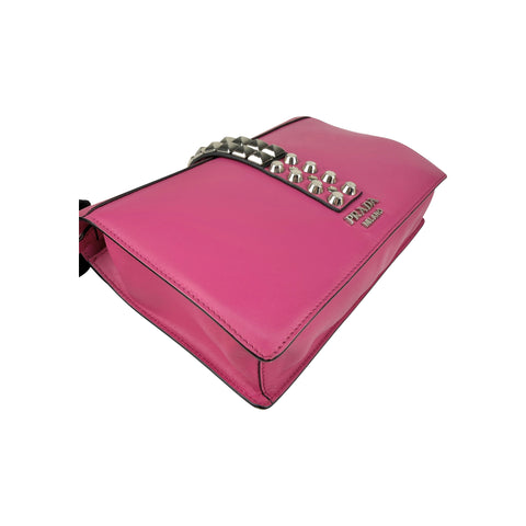 Prada Pink City Calf and Saffiano Leather Studded Elektra Crossbody Bag