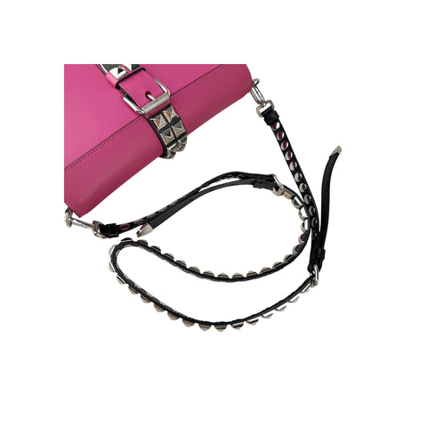 Prada Pink City Calf and Saffiano Leather Studded Elektra Crossbody Bag