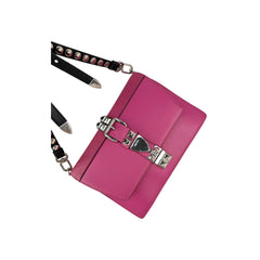 Prada Pink City Calf and Saffiano Leather Studded Elektra Crossbody Bag