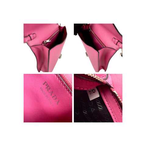 Prada Pink City Calf and Saffiano Leather Studded Elektra Crossbody Bag