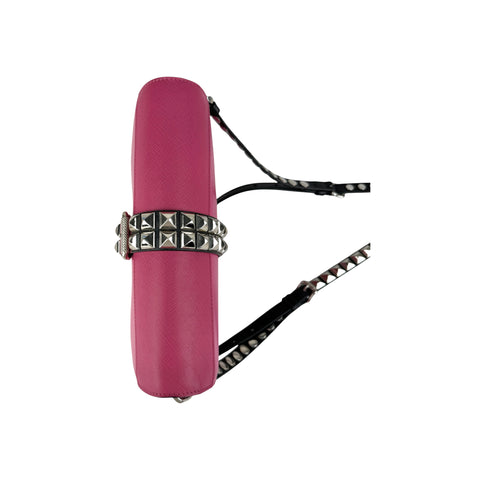 Prada Pink City Calf and Saffiano Leather Studded Elektra Crossbody Bag