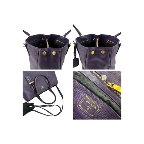Prada Purple Vitello Daino Leather Medium Tote