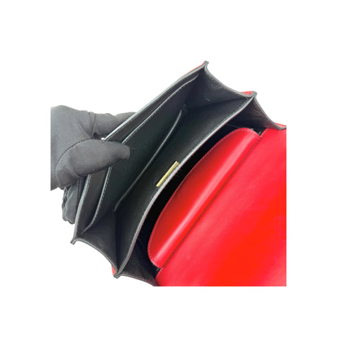 Prada Red/Black Saffiano Lux Leather Cahier Shoulder Bag