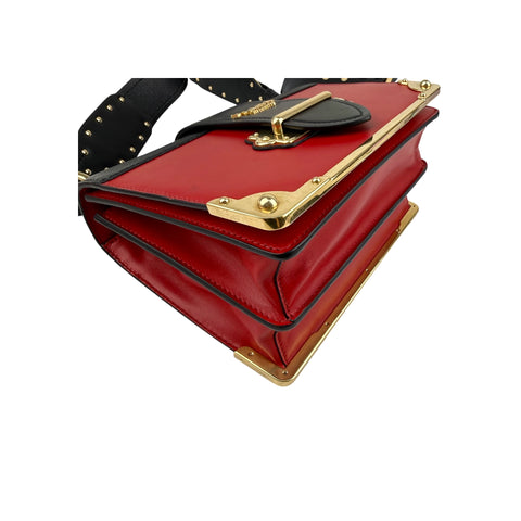 Prada Red/Black Saffiano Lux Leather Cahier Shoulder Bag