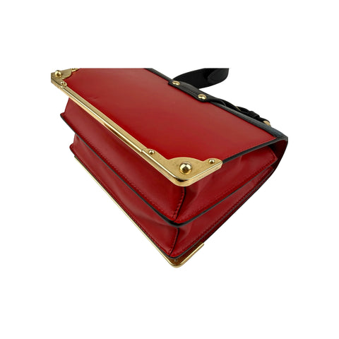 Prada Red/Black Saffiano Lux Leather Cahier Shoulder Bag