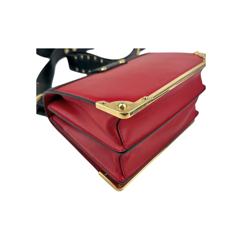 Prada Red/Black Saffiano Lux Leather Cahier Shoulder Bag